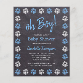 Budget Chalkboard Paw Prints Blue Boy Baby Dusche