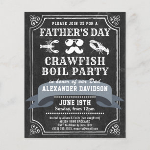 BUDGET Chalkboard Vater's Day Crawfish Einladung