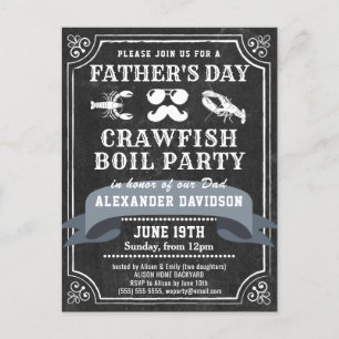 BUDGET Chalkboard Vater's Day Crawfish Einladung Postkarte
