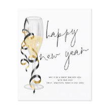 Budget Champagne Flute Happy New Year Card