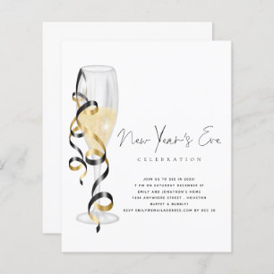 Budget Champagne Script Silvester Einladung