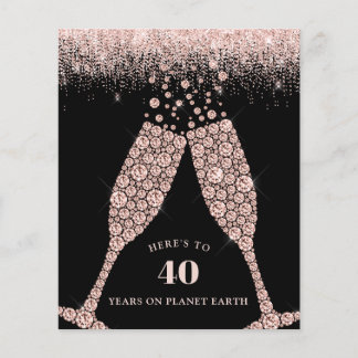 Budget Champagne Toast Black 40. Geburtstag Einlad