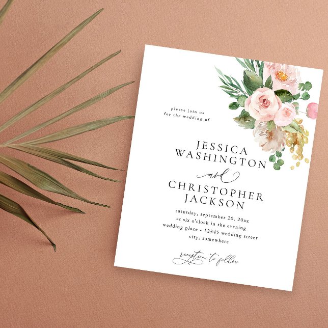 Budget Champagner & Pink Floral Wedding Flyer (Von Creator hochgeladen)
