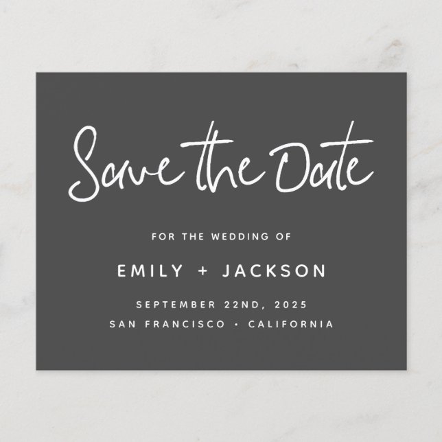 Budget Charcoal Script Modern Einfach Save the Dat Flyer (Vorne)
