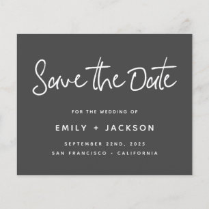 Budget Charcoal Script Modern Einfach Save the Dat Flyer