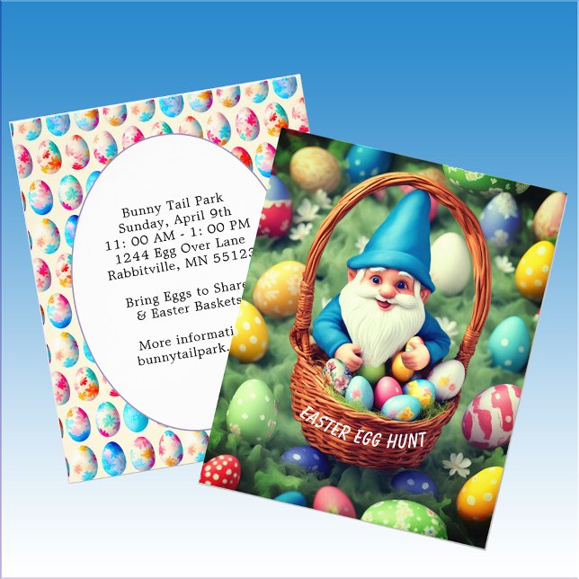 Budget Charming Gnome & Basket Ostereier Jagd Flyer (Budget Charming Gnome & Basket Easter Egg Hunt Flyer)