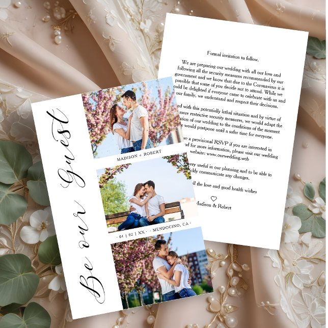 Budget Cheap Trendy Seien Sie unser Gast Romantik  (Budget Cheap Trendy Be our Guest Romantic 3 Photos Wedding Save the Dates Cards with Envelope.)
