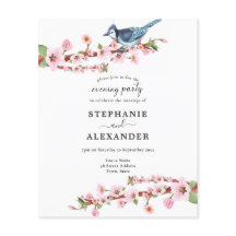Budget Cherry Blossom Bird QR Abend Party einladen