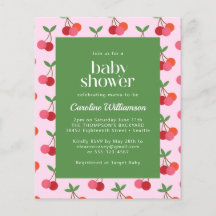 Budget Cherry Fruit Pink Green Niedlich Baby Dusch