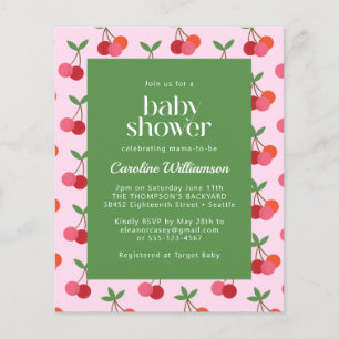 Budget Cherry Fruit Pink Green Niedlich Baby Dusch