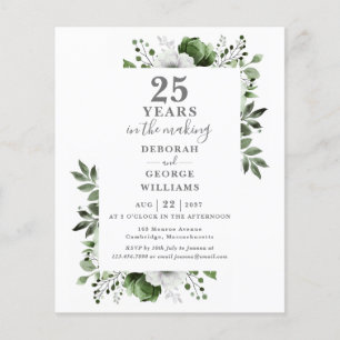 Budget Chic 25. Hochzeitstag Blumen-Einladung
