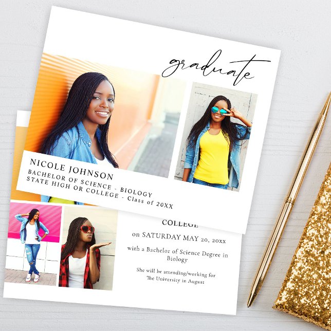 Budget Chic 5 Multi Foto Graduate Ankündigung Flyer (Von Creator hochgeladen)