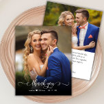 Budget Chic Calligraphy 2 Foto Wedding Vielen Dank<br><div class="desc">Budget Modern Boho Chic Hand Lettered Script 2 Foto Wedding Danke Ihnen personalisiert günstige Low Budget DIN Karte. Stilvolle Hochzeitsvorlage mit einem vollen vertikalen Foto auf der Vorderseite mit Overlay-Text "Danke" in einem Wirblen handgeschriebenen Typografie- oder Kalligraphie-Script-Schriftart mit dem Swashes-Overlay in Weiß auf dem Bild. Kleines niedliches Herzmotiv der Liebe...</div>