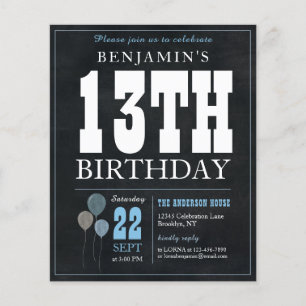 Budget Chic Chalkboard Blue Balloon 13. Geburtstag