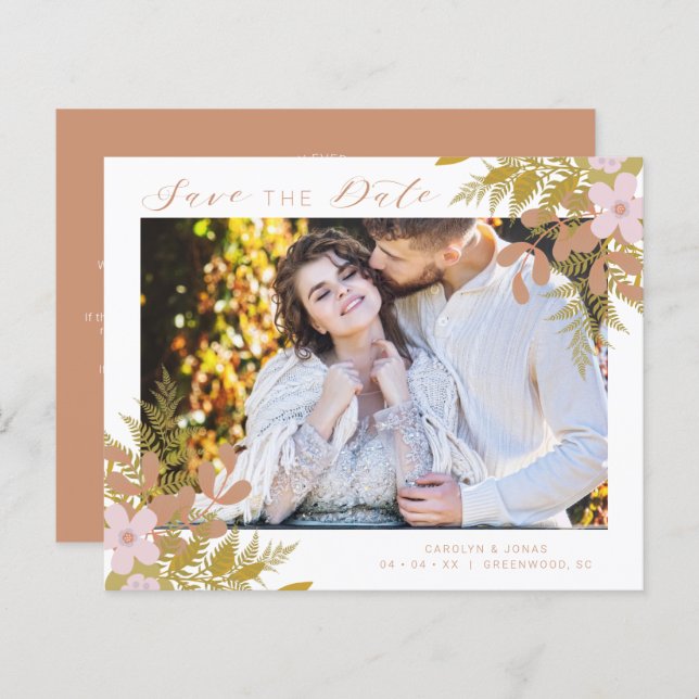 Budget Chic Dusty Shades Branches Photo Wedding (Vorne/Hinten)