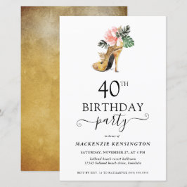 Budget Chic Floral Gold High Heels 40. Geburtstag