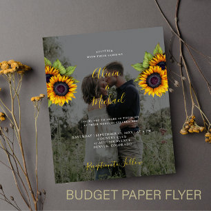 Budget chic florale Foto Hochzeit Einladung FLYER