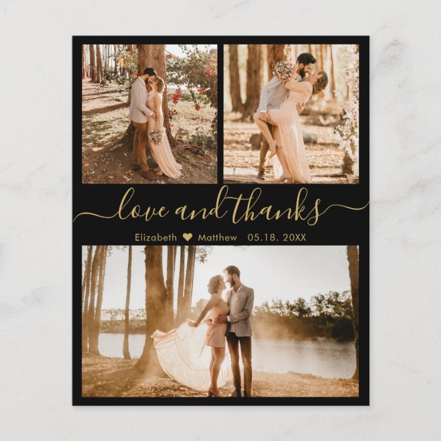 Budget Chic Fotocollage Hochzeit Danke Flyer (Vorne)
