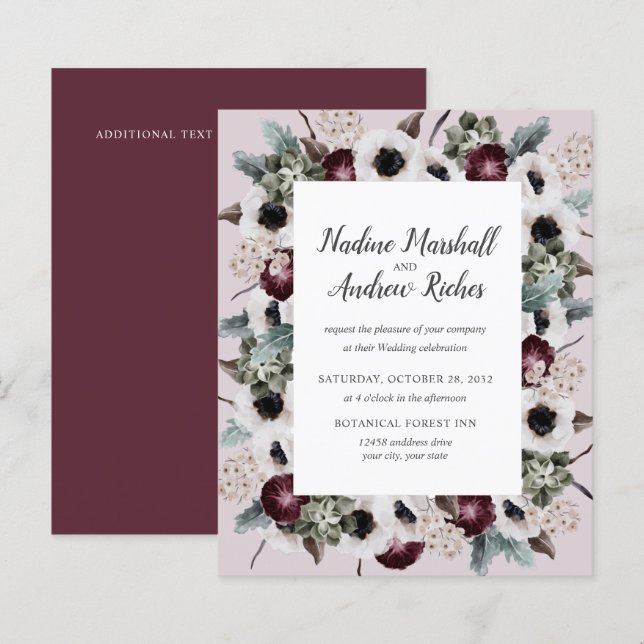 Budget Chic Plum Ivory Sage rosa Rahmen Hochzeit (Vorne/Hinten)
