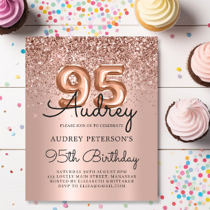 Budget Chic Rose Gold Glitzer 95. Geburtstag Einla