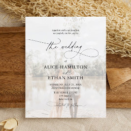 Budget Chic Script Foto Hochzeit Einladung