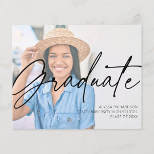 Budget Chic Script H Foto Graduation Party Black Flyer