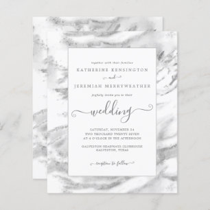 Budget Chic Silver Foil Marmor Hochzeitseinladung
