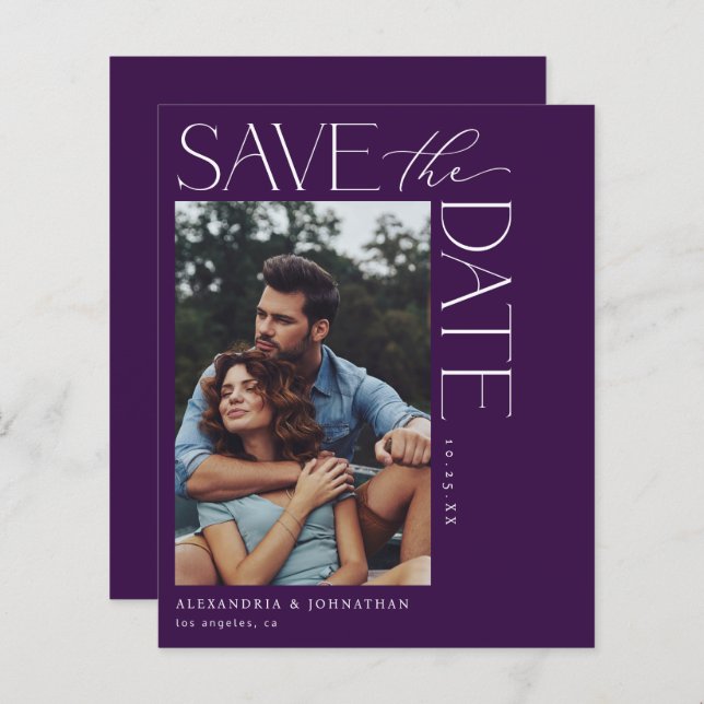Budget Chic Stilvolles Mod-Foto Save the Date 2 Pu (Vorne/Hinten)
