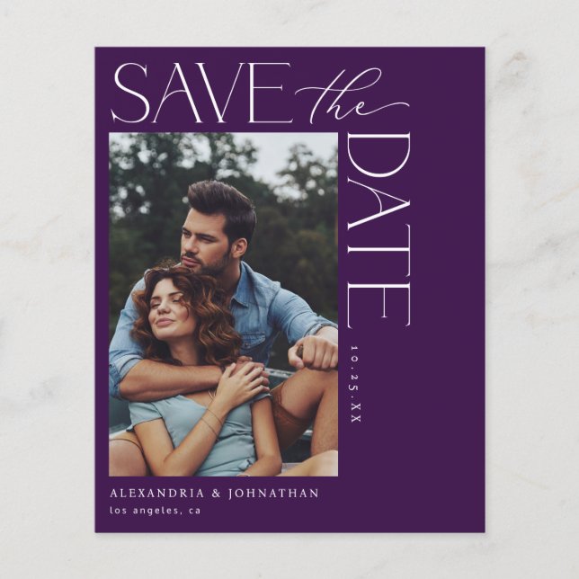 Budget Chic Stilvolles Mod-Foto Save the Date 2 Pu Flyer (Vorne)