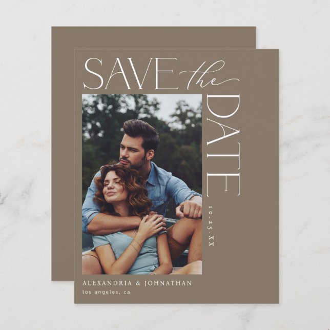 Budget Chic Stilvolles Mod-Foto Save the Date 2 Ta (Vorne/Hinten)