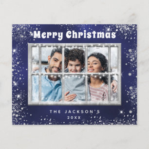 Budget Christmas Blue silber Foto Fensterkarte