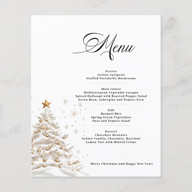 Budget Christmas Tree Menu Card Paper Sheet (Vorderseite)