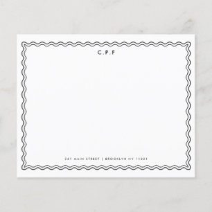 Budget Classic 3 Monogramm Wave Border Note Card