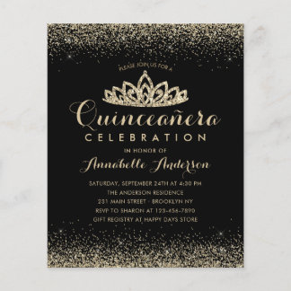 Budget Classic Black Gold Quinceañera Tiara Einlad