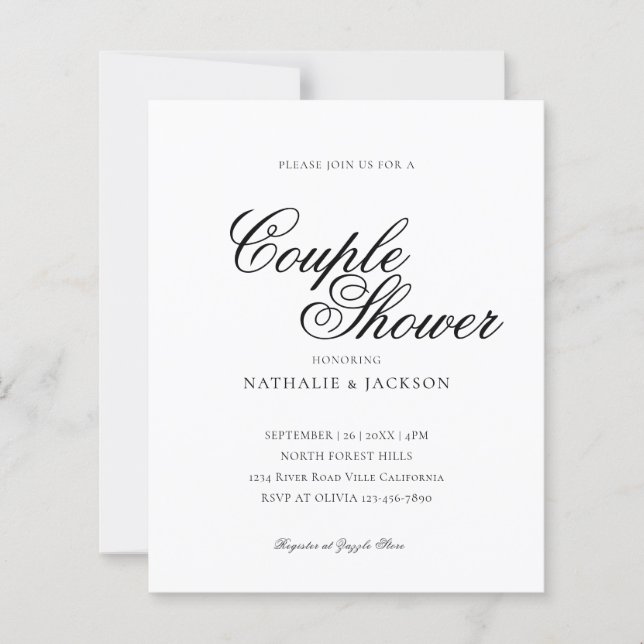 BUDGET Classic Elegant Script Couple Shower (Vorderseite)