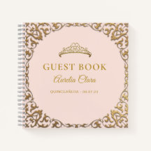 Budget Classic Gold Blush Quinceañera Guest Book