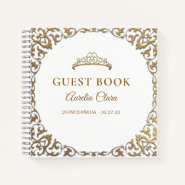 Budget Classic Gold White Quinceñera Gästebuch Notizbuch
