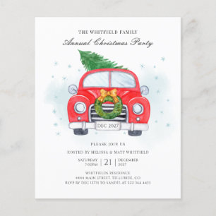 Budget Classic Red Car Familie Einladung Weihnacht Flyer