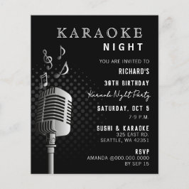 Budget Classy Black Karaoke Night Party Einladung