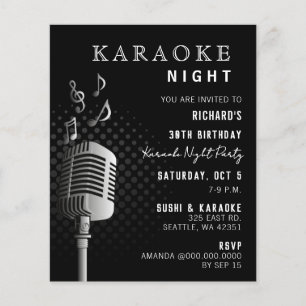 Budget Classy Black Karaoke Night Party Einladung