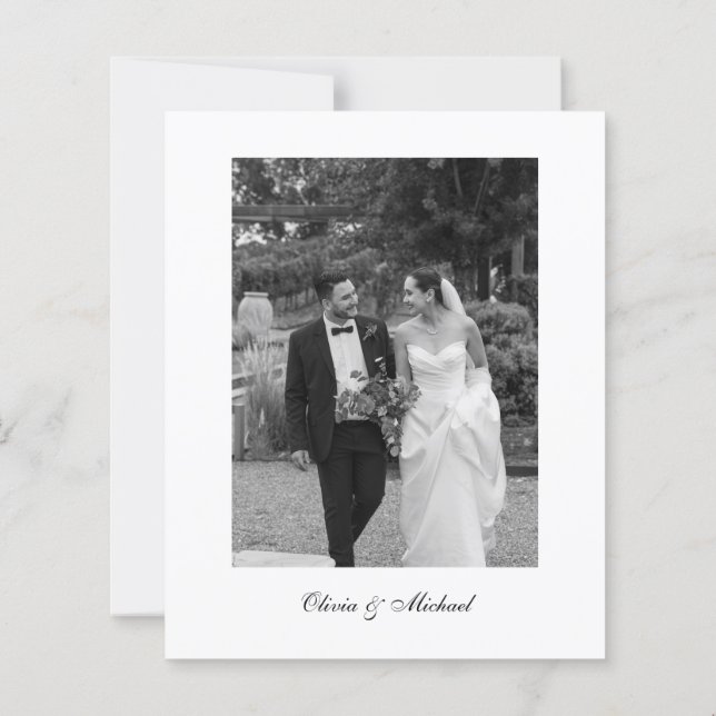 Budget Classy Script Photo Wedding Thank You (Rückseite)