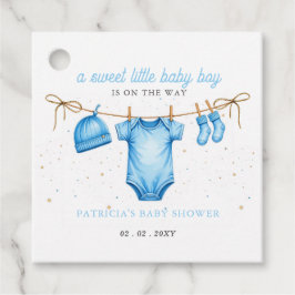 Budget Clothesline Blue Boy Baby Shower invitation Geschenkanhänger