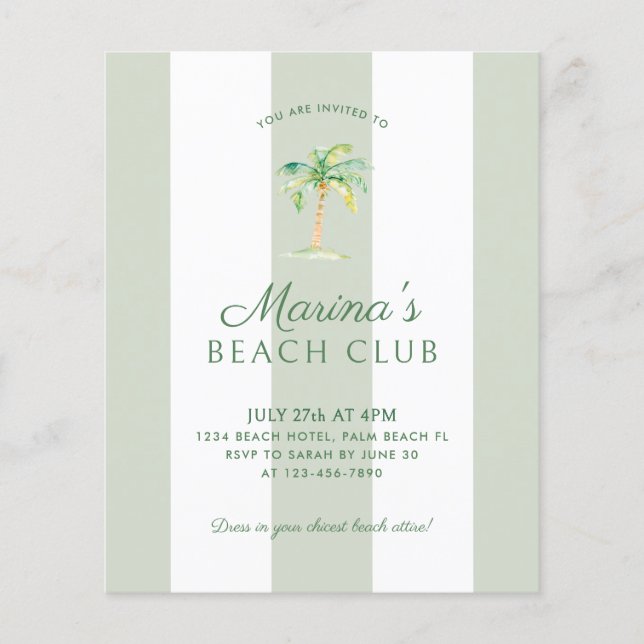 BUDGET Coast Green Stripes Beach Club Geburtstag (Vorderseite)