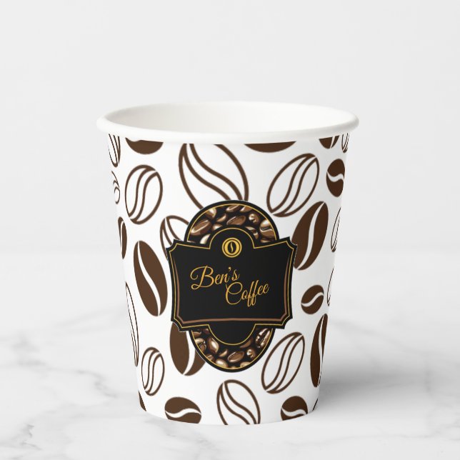 Budget Coffee Shop Kundenname Pappbecher (Vorderseite)
