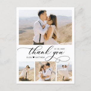 Budget Collage Wedding Vielen Dank Script Heart Postkarte