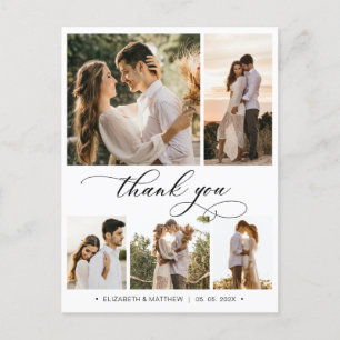 Budget Collage Wedding Vielen Dank Script Postcard Postkarte