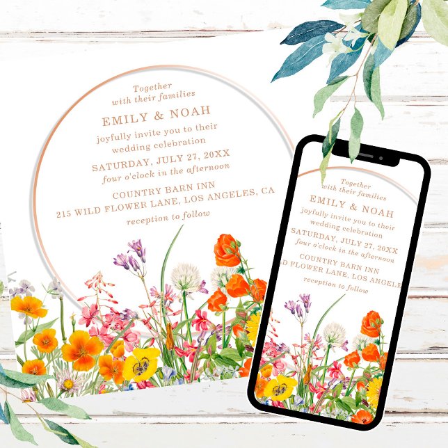 Budget Colorful Wild Blume Country Boho Hochzeit Einladung (Von Creator hochgeladen)