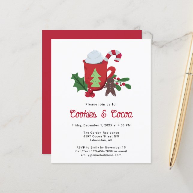 Budget Cookies und Kakao Weihnachtsfeier (Vorderseite/Rückseite Beispiel)