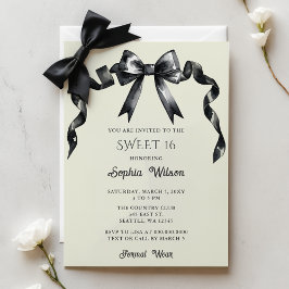 Budget Coquette Black Bow Sweet 16 Einladung