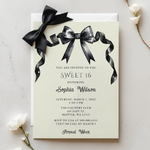 Budget Coquette Black Bow Sweet 16 Einladung